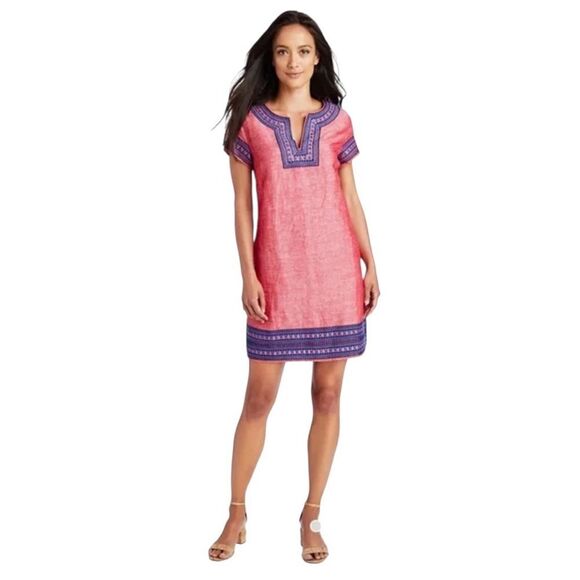 VINEYARD VINES EMBROIDERED RED/PINK SUMMER TUNIC DRESS WOMENS SIZE 4 - Picture 1 of 8
